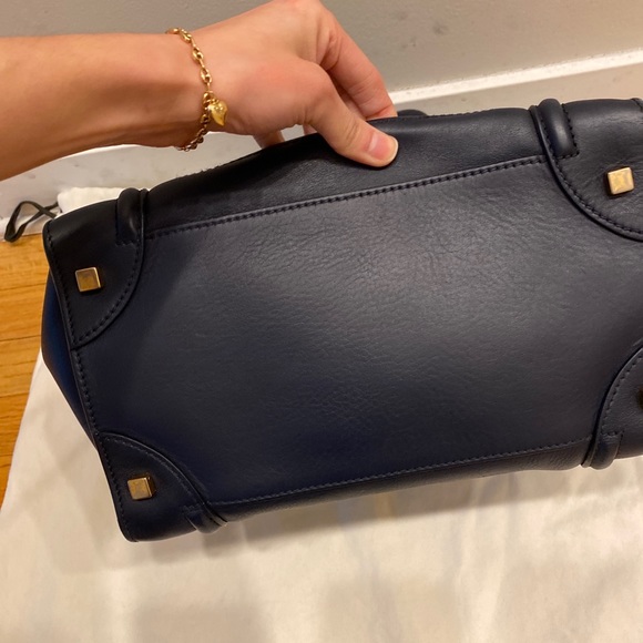 🌹SOLD🌹 CELINE Mini Luggage Tote Navy Blue Handbag 🌹SOLD🌹 - Picture 7 of 14